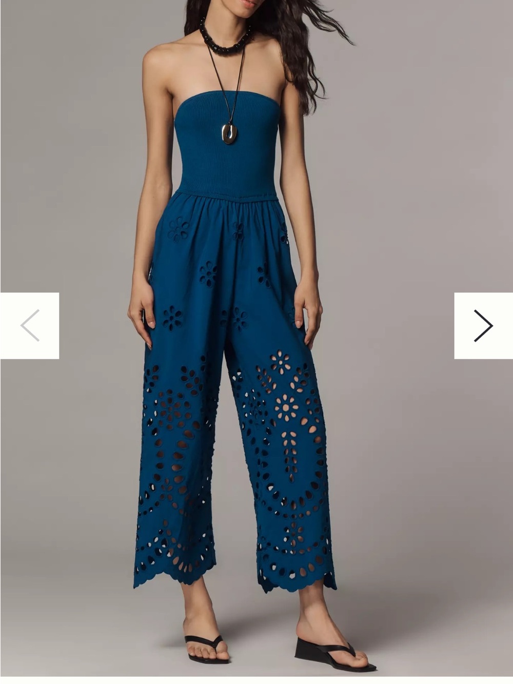 Saylor Oriella Strapless Eyelet Jumpsuit Anthropologie